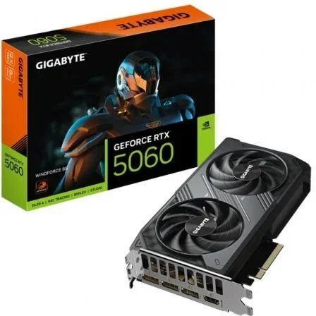 Gigabyte GeForce RTX 5060 WindForce 8GB GDDR7 Tarjeta Gráfica NVIDIA Blackwell DLSS 4 Gigabyte GeForce RTX 5060 WindForce 8GB GDDR7 Tarjeta Gráfica NVIDIA Blackwell DLSS 4